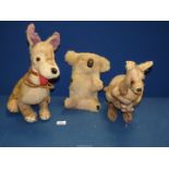 A MerryThought Dog and Kangaroo with Joey in pouch, 16 1/2" tall and 10" tall,