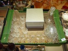 A quantity of glass including wine and sherry glasses, decanter, Silver Jubilee goblet etc.