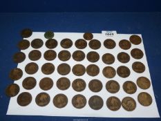 A quantity of Victorian pennies, earliest dated 1885 and one half penny dated 1863.