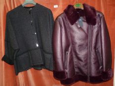A Marks & Spencer aubergine faux leather flying jacket with faux fur lining,