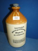 A stoneware flagon 'Simpsons Old English Beverage, Blackpool'.