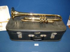 A 'Lafteur' Trumpet imported by Boosey and Hawkes in black case, with music book.