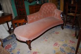 An elegant Rosewood and other woods framed Victorian Chaise Longue/Day Bed standing on good scroll