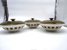 Three Ridgway Pottery 'Ravenna' lidded tureens, (two lids being chipped).
