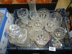 A quantity of glass including Stuart crystal wine glasses, decanter, vases, paperweights etc.