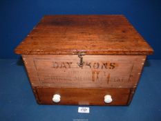 A 'Day & Son Universal' medicine chest with bottles, 14 1/4'' x 12 1/2'' x 9 1/2'' high.