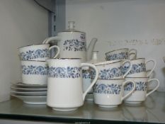 A Noritake, Royal Blue pattern coffee set including coffee pot, eight coffee cups and nine saucers,
