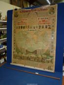 A large 'Pictorial View of the World' on oil cloth by C. W. Bacon, 127 Strand, London (a/f.