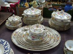 A Regal Ware dinner service with floral and chevron style decoration, dinner, breakfast,