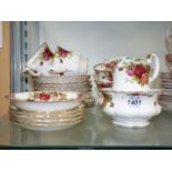 A quantity of Royal Albert, Old Country Roses teaware to include four teacups (two a/f.