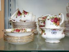 A quantity of Royal Albert, Old Country Roses teaware to include four teacups (two a/f.