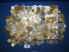A quantity of foreign coins including Peseta, Pfennig, Escudos, Francs etc.