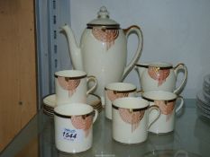 A Royal Doulton part coffee service in 'Tango' design, five each coffee cans and saucers,