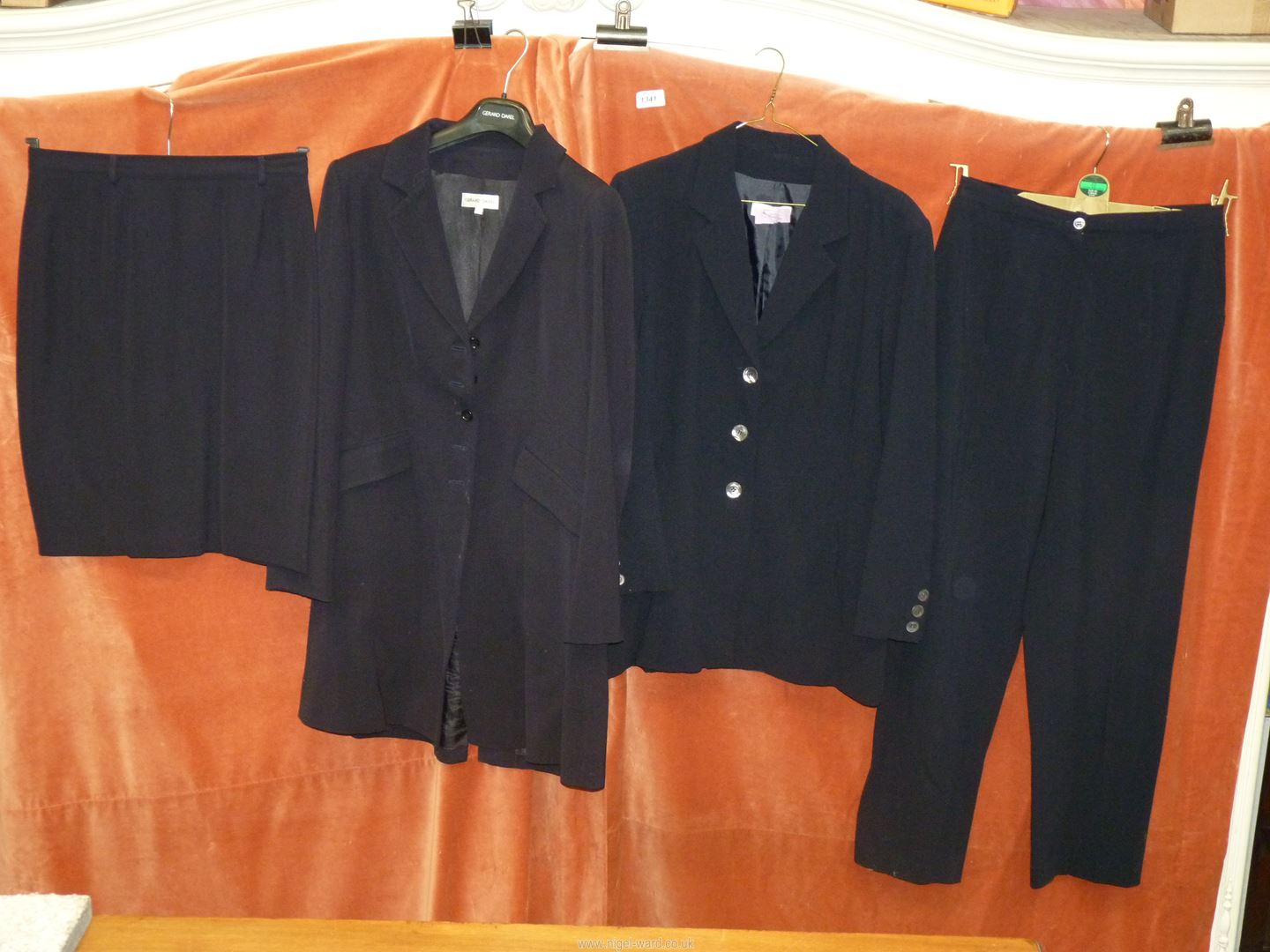 A Gerard Darel skirt suit in fine black seersucker style fabric(jacket EU size 42 and skirt EU size