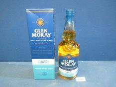 A 70 cl bottle of Glen Moray Speyside peated Single Malt Whisky, boxed.