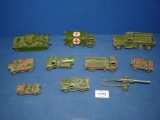 A small quantity of Dinky military vehicles including ambulance, German Scout cars etc.
