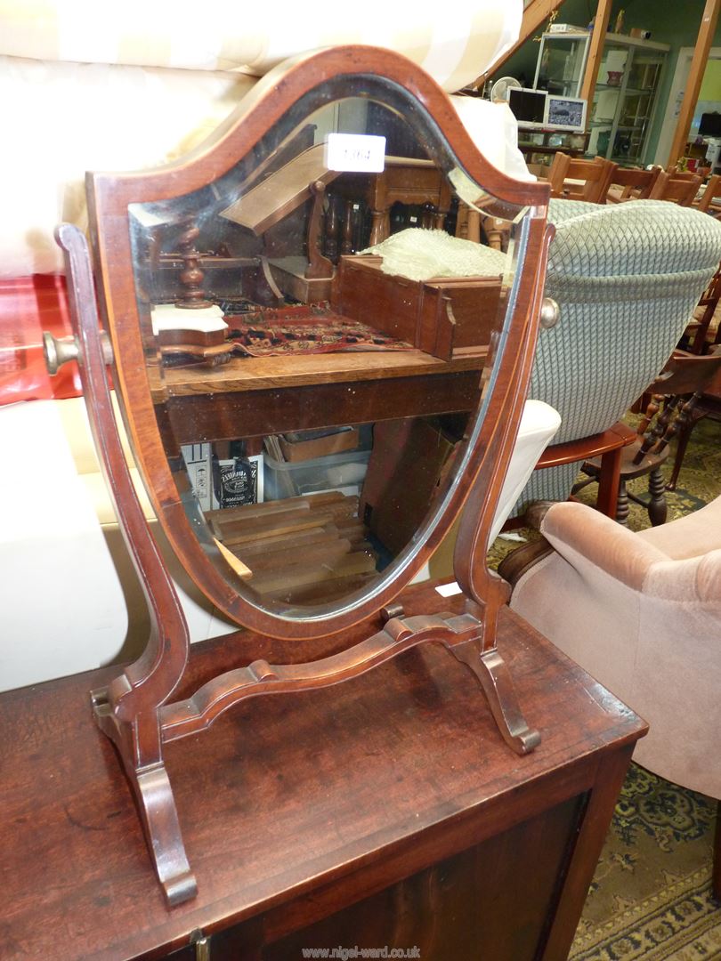 A shield shape dressing table mirror, bevel edge, 15" wide x 23" tall. - Image 2 of 2