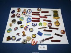 A quantity of enamel badges including Co-Co Club,