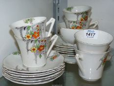 A Carlisle ware part tea set for six, design no. 1235.