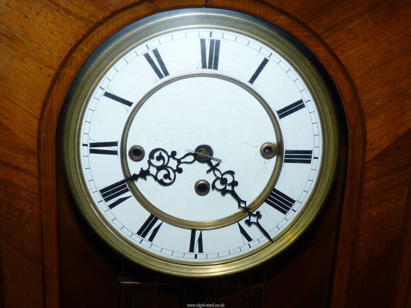 A three weight Grand Sonniere Vienna regulator Wall Clock with plain white face having Roman . - Image 9 of 16