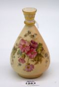 A Royal Worcester Blush Ivory bud vase, back stamp 1091 with hand painted flowers,