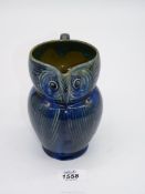A blue Denby ware owl jug, 6" tall.