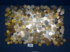 A quantity of foreign coins including Belgian Francs, Forint, Dinar etc.