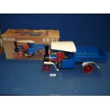 A boxed Mamod steam Wagon with steering rod, oil can, etc., 16" long.