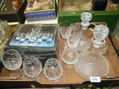 A quantity of glass including boxed lemonade set, ships decanter,Brandy and wine glasses,