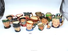 A quantity of character jugs mostly Royal Doulton including 'The Falconer', 'The Poacher',