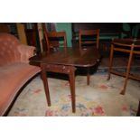 A Mahogany Pembroke Table of diminutive size, 28 7/8'' x 16'' extending to 30 3/8'' x 35 7/8'' high,