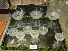 A quantity of fine Thistle cut glasses, three each champagne, wine and water.
