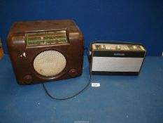A bakelite Bush radio type DAC 90 A, together with a Roberts Radio.