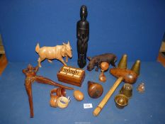A quantity of miscellanea including a pair of novelty nutcrackers, brass moulds, etc.