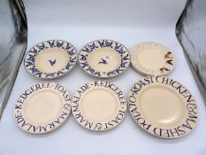 A quantity of Emma Bridgewater china plates and soup bowls.