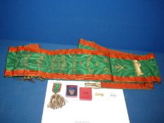A National Union of Railway men (N.U.R.) sash, made by George Kenning & Son with matching N.U.
