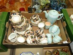 A good quantity of vintage 'Mona' teaware and a pretty coffee set in pale blue with stylised fern