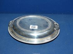 A Silver entree Dish with pyrex liner, Sheffield 1936 by Viners Ltd.