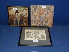 Three Prints including Welsh ladies worshipping in Welsh costume by Sydney Curnow Vosper,