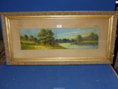A continental pastel painting of a Lakeside scene, signed Grantz.