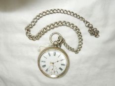 A gentleman's 935 silver cased key-wound pocket watch,
