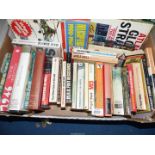 A box of war related books to include Fighting in Hell, World War III, Famous Battles etc.