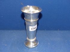 A Silver trumpet shaped Vase, London, 6 1/4" tall.