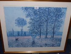 A large Print - 'Under Poplar Tree', after Monet.