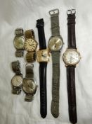 Seven gentlemen's wristwatches with straps/bracelets and including Nicolet Watch 17 Rubis with