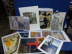 A quantity of unframed prints including 'A Lady Doing Her Washing',