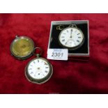 Three silver Pocket watches, one with key and hallmarks for London, the other two for restoration.