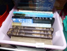 A tub of books to include Earth Dawn of a New Era, Popular Encyclopedia of Gardening, etc.