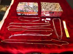 A Julien MacDonald 'Star' jewellery box and contents; silver necklaces (some a/f.