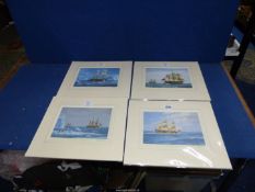 Robin Brooks: four signed prints of seascape scenes.